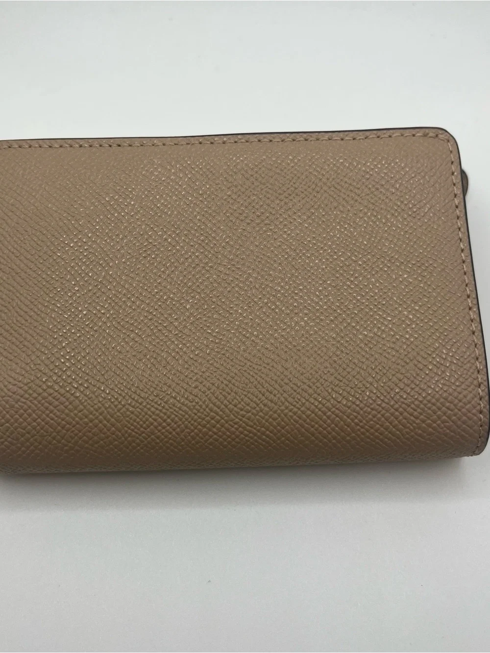 Coach Medium Corner Zip Wallet Crossgrain Leather Taupe